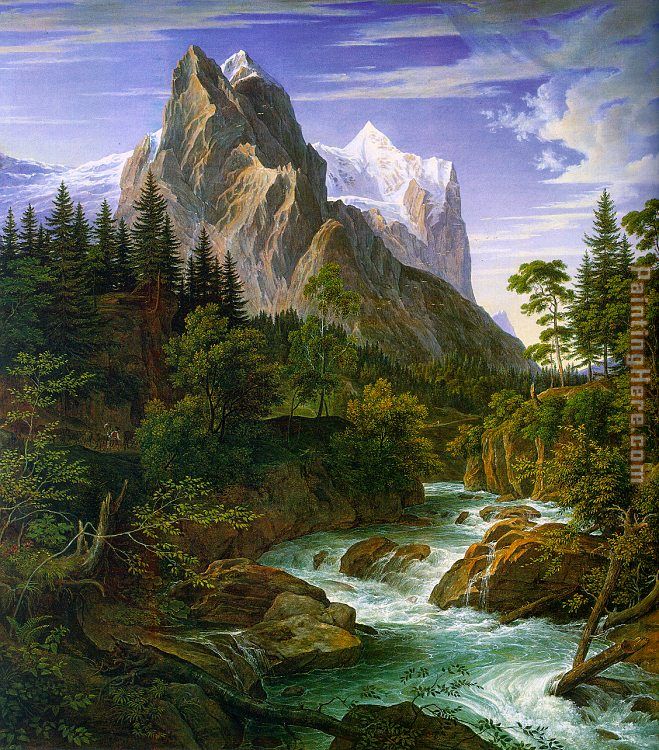 The Wetterhorn with the Reichenbachtal painting - Unknown Artist The Wetterhorn with the Reichenbachtal art painting